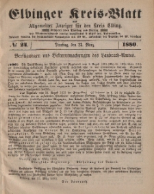 Kreis-Blatt des Königlich Preußischen Landraths-Amtes zu Elbing, Nr. 24 Dienstag 23 März 1880