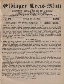 Kreis-Blatt des Königlich Preußischen Landraths-Amtes zu Elbing, Nr. 26 Dienstag 30 März 1880
