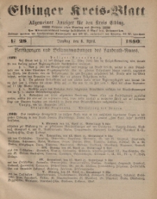 Kreis-Blatt des Königlich Preußischen Landraths-Amtes zu Elbing, Nr. 28 Dienstag 6 April 1880