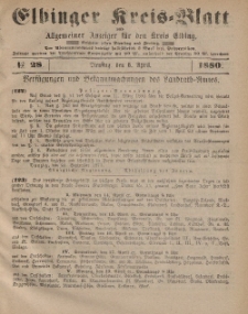 Kreis-Blatt des Königlich Preußischen Landraths-Amtes zu Elbing, Nr. 28 Dienstag 6 April 1880