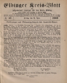 Kreis-Blatt des Königlich Preußischen Landraths-Amtes zu Elbing, Nr. 31 Freitag 16 April 1880