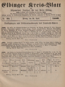 Kreis-Blatt des Königlich Preußischen Landraths-Amtes zu Elbing, Nr. 35 Freitag 30 April 1880