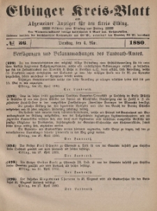 Kreis-Blatt des Königlich Preußischen Landraths-Amtes zu Elbing, Nr. 36 Dienstag 4 Mai 1880