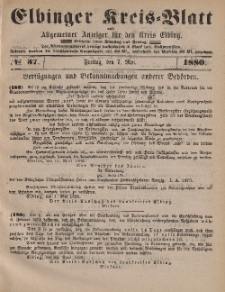 Kreis-Blatt des Königlich Preußischen Landraths-Amtes zu Elbing, Nr. 37 Freitag 7 Mai 1880
