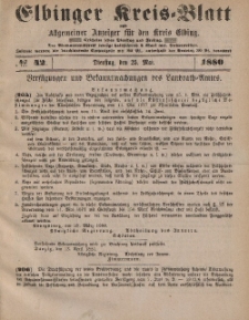 Kreis-Blatt des Königlich Preußischen Landraths-Amtes zu Elbing, Nr. 42 Dienstag 25 Mai 1880