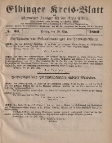 Kreis-Blatt des Königlich Preußischen Landraths-Amtes zu Elbing, Nr. 43 Freitag 28 Mai 1880