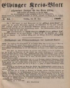 Kreis-Blatt des Königlich Preußischen Landraths-Amtes zu Elbing, Nr. 52 Dienstag 29 Juni 1880