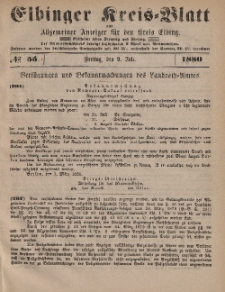 Kreis-Blatt des Königlich Preußischen Landraths-Amtes zu Elbing, Nr. 55 Freitag 9 Juli 1880