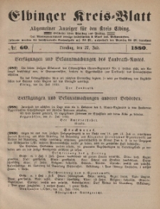 Kreis-Blatt des Königlich Preußischen Landraths-Amtes zu Elbing, Nr. 60 Dienstag 27 Juli 1880