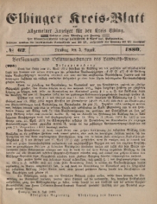 Kreis-Blatt des Königlich Preußischen Landraths-Amtes zu Elbing, Nr. 62 Dienstag 3 August 1880