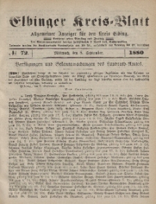 Kreis-Blatt des Königlich Preußischen Landraths-Amtes zu Elbing, Nr. 72 Mittwoch 8 September 1880