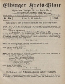 Kreis-Blatt des Königlich Preußischen Landraths-Amtes zu Elbing, Nr. 73 Freitag 10 September 1880