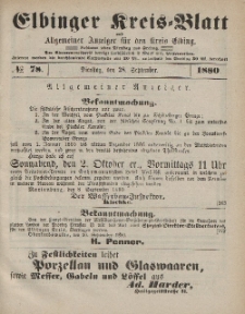 Kreis-Blatt des Königlich Preußischen Landraths-Amtes zu Elbing, Nr. 78 Dienstag 28 September 1880