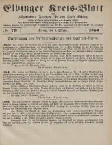 Kreis-Blatt des Königlich Preußischen Landraths-Amtes zu Elbing, Nr. 79 Freitag 1 Oktober 1880