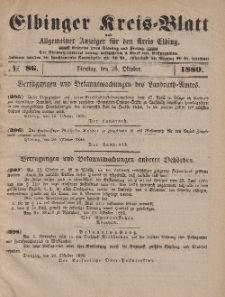 Kreis-Blatt des Königlich Preußischen Landraths-Amtes zu Elbing, Nr. 86 Dienstag 26 Oktober 1880