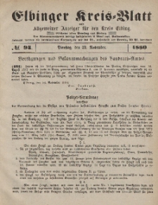 Kreis-Blatt des Königlich Preußischen Landraths-Amtes zu Elbing, Nr. 94 Dienstag 23 November 1880