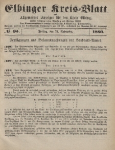 Kreis-Blatt des Königlich Preußischen Landraths-Amtes zu Elbing, Nr. 95 Freitag 26 November 1880