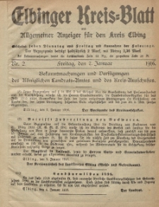 Kreis-Blatt des Königlich Preußischen Landraths-Amtes zu Elbing, Nr. 2 Freitag 7 Januar 1916