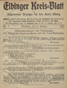 Kreis-Blatt des Königlich Preußischen Landraths-Amtes zu Elbing, Nr. 3 Dienstag 11 Januar 1916