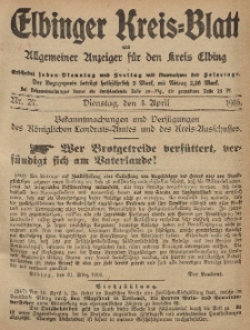 Kreis-Blatt des Königlich Preußischen Landraths-Amtes zu Elbing, Nr. 27 Dienstag 4 April 1916