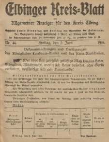 Kreis-Blatt des Königlich Preußischen Landraths-Amtes zu Elbing, Nr. 44 Freitag 2 Juni 1916