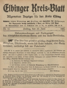 Kreis-Blatt des Königlich Preußischen Landraths-Amtes zu Elbing, Nr. 53 Dienstag 4 Juli 1916