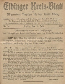 Kreis-Blatt des Königlich Preußischen Landraths-Amtes zu Elbing, Nr. 56 Freitag 14 Juli 1916