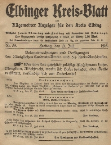 Kreis-Blatt des Königlich Preußischen Landraths-Amtes zu Elbing, Nr. 58 Freitag 21 Juli 1916