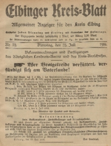 Kreis-Blatt des Königlich Preußischen Landraths-Amtes zu Elbing, Nr. 59 Dienstag 25 Juli 1916
