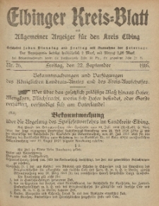 Kreis-Blatt des Königlich Preußischen Landraths-Amtes zu Elbing, Nr. 76 Freitag 22 September 1916
