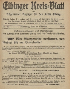 Kreis-Blatt des Königlich Preußischen Landraths-Amtes zu Elbing, Nr. 81 Dienstag 10 Oktober 1916