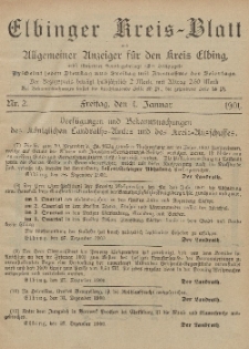 Kreis-Blatt des Königlich Preußischen Landraths-Amtes zu Elbing, Nr. 2 Freitag 4 Januar 1901