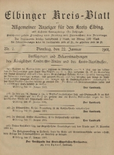 Kreis-Blatt des Königlich Preußischen Landraths-Amtes zu Elbing, Nr. 7 Dienstag 22 Januar 1901