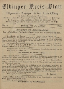 Kreis-Blatt des Königlich Preußischen Landraths-Amtes zu Elbing, Nr. 8 Freitag 25 Januar 1901