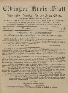 Kreis-Blatt des Königlich Preußischen Landraths-Amtes zu Elbing, Nr. 11 Dienstag 5 Februar 1901