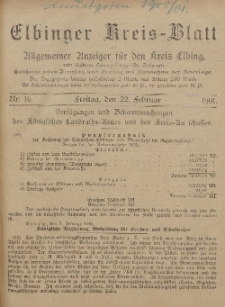 Kreis-Blatt des Königlich Preußischen Landraths-Amtes zu Elbing, Nr. 16 Freitag 22 Februar 1901