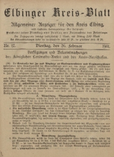 Kreis-Blatt des Königlich Preußischen Landraths-Amtes zu Elbing, Nr. 17 Dienstag 26 Februar 1901