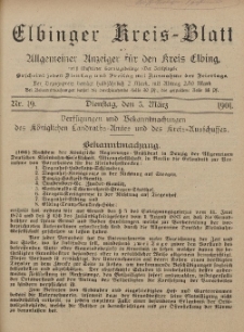 Kreis-Blatt des Königlich Preußischen Landraths-Amtes zu Elbing, Nr. 19 Dienstag 5 März 1901