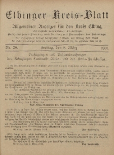 Kreis-Blatt des Königlich Preußischen Landraths-Amtes zu Elbing, Nr. 20 Freitag 8 März 1901