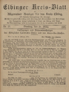 Kreis-Blatt des Königlich Preußischen Landraths-Amtes zu Elbing, Nr. 25 Dienstag 26 März 1901