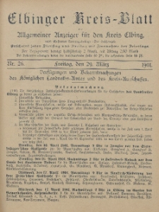 Kreis-Blatt des Königlich Preußischen Landraths-Amtes zu Elbing, Nr. 26 Freitag 29 März 1901