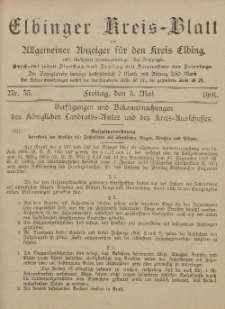 Kreis-Blatt des Königlich Preußischen Landraths-Amtes zu Elbing, Nr. 35 Freitag 3 Mai 1901