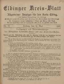 Kreis-Blatt des Königlich Preußischen Landraths-Amtes zu Elbing, Nr. 37 Freitag 10 Mai 1901