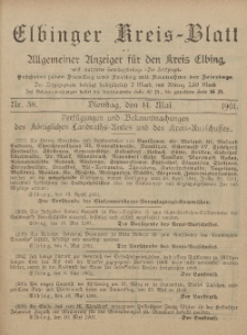 Kreis-Blatt des Königlich Preußischen Landraths-Amtes zu Elbing, Nr. 38 Dienstag 14 Mai 1901