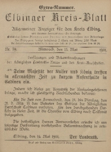 Kreis-Blatt des Königlich Preußischen Landraths-Amtes zu Elbing, Nr. 39 Mittwoch 15 Mai 1901