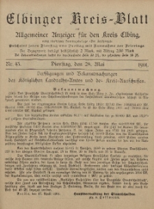 Kreis-Blatt des Königlich Preußischen Landraths-Amtes zu Elbing, Nr. 43 Dienstag 28 Mai 1901