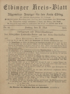 Kreis-Blatt des Königlich Preußischen Landraths-Amtes zu Elbing, Nr. 44 Freitag 31 Mai 1901