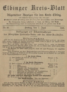 Kreis-Blatt des Königlich Preußischen Landraths-Amtes zu Elbing, Nr. 46 Freitag 7 Juni 1901