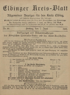 Kreis-Blatt des Königlich Preußischen Landraths-Amtes zu Elbing, Nr. 46 Freitag 7 Juni 1901