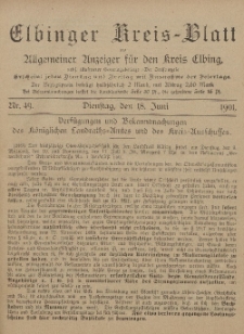 Kreis-Blatt des Königlich Preußischen Landraths-Amtes zu Elbing, Nr. 49 Dienstag 18 Juni 1901